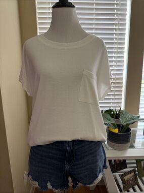 Doublju White Short-Sleeve Pocket Tee